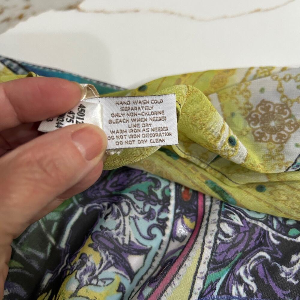 Chico's Kimono Duster Womens L XL Multicolor Paisley Open Front Boho Lagenlook - Picture 8 of 8